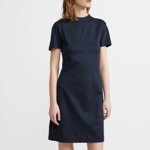 Theory Striped Dolman Shift Dress Navy